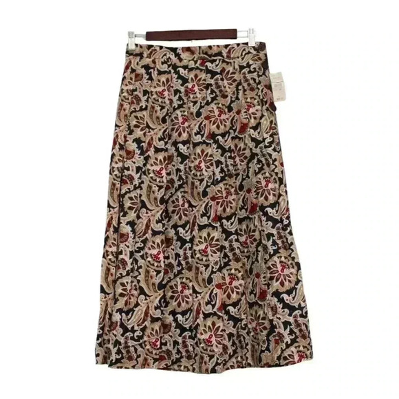 NWT Talbots Midi Skirt Size 6 Petite Paisley Wool Blend Vintage 70s 80s Pleated - Picture 1 of 11